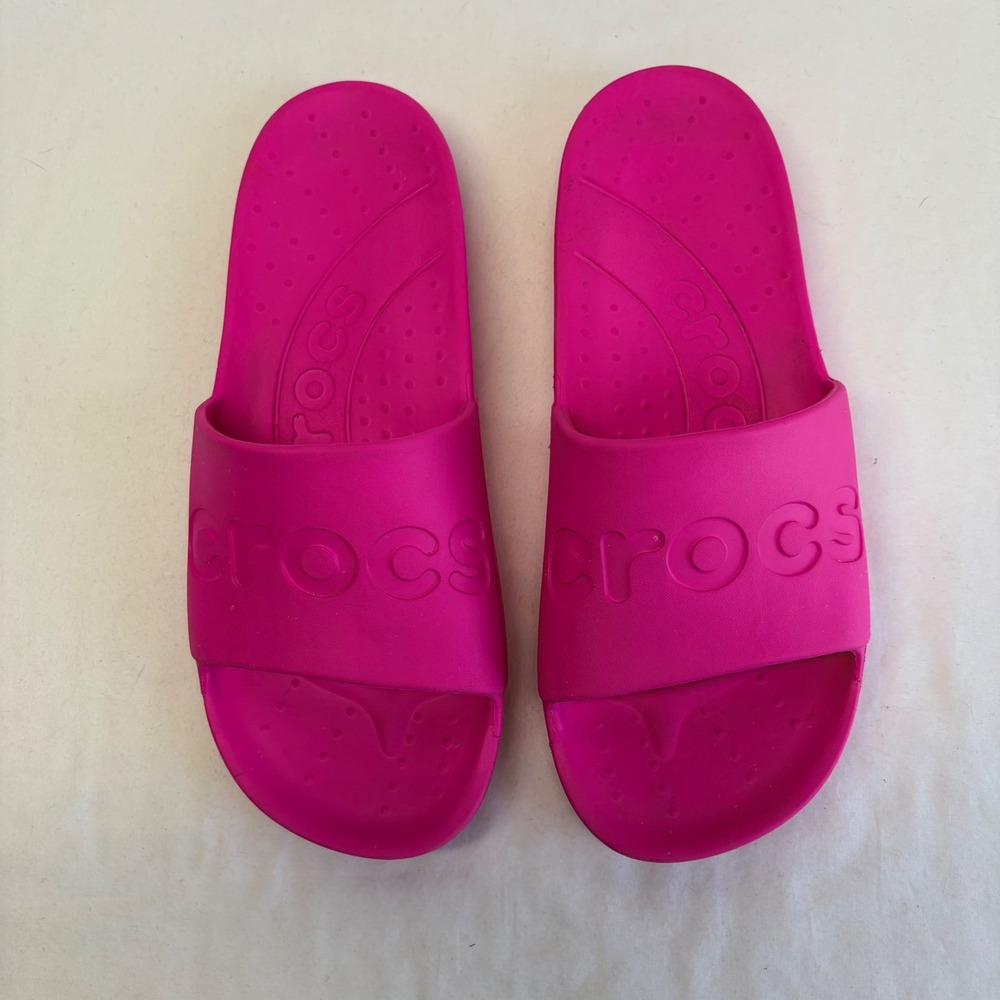 Crocs Slide Sandals Womens 7 Pink Slip On Lightweight Beach Pool Barbiecore